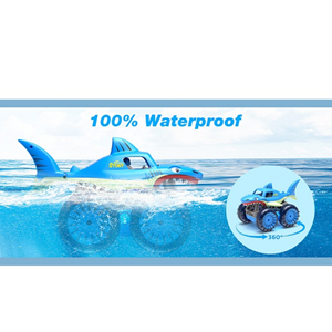 ماشین کنترلی کوسه هیولای آب و خاک مدل 313-989 Amphibious Remote Control Car_اسباب بازی